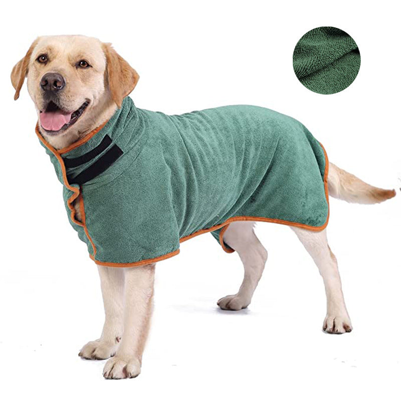 NNEDSZ M Green Pet Dog Quick-Dry Bathrobe - Absorbent Towel Robe for Medium and Large Dogs