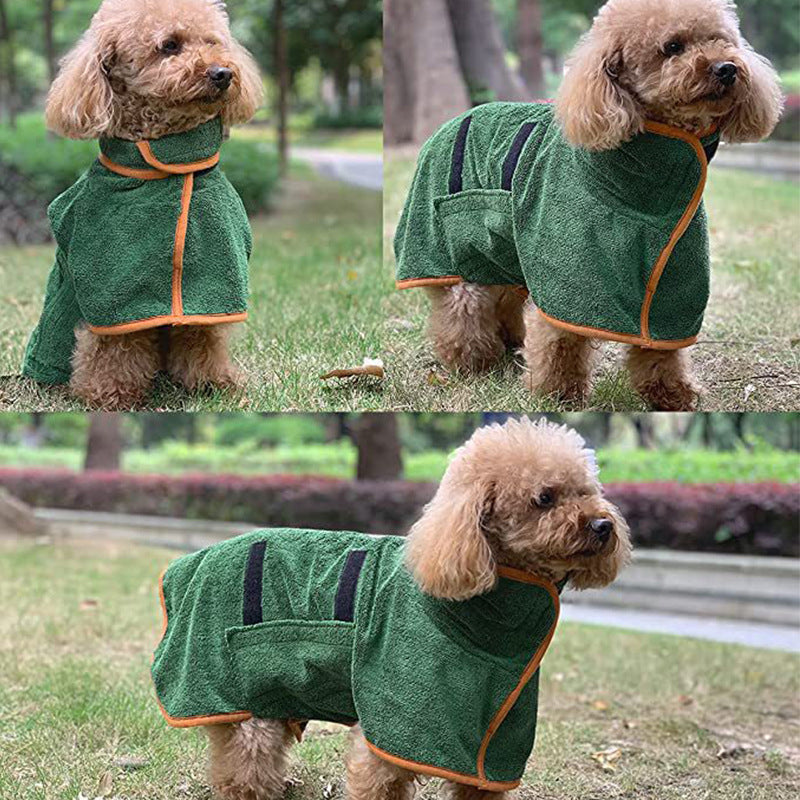 NNEDSZ M Green Pet Dog Quick-Dry Bathrobe - Absorbent Towel Robe for Medium and Large Dogs